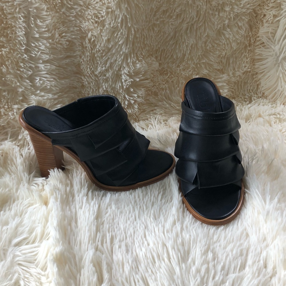 Tibi Black Open Toe Mules Clog Slide Heels
